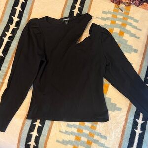 Express Black Cutout Long Sleeve Top